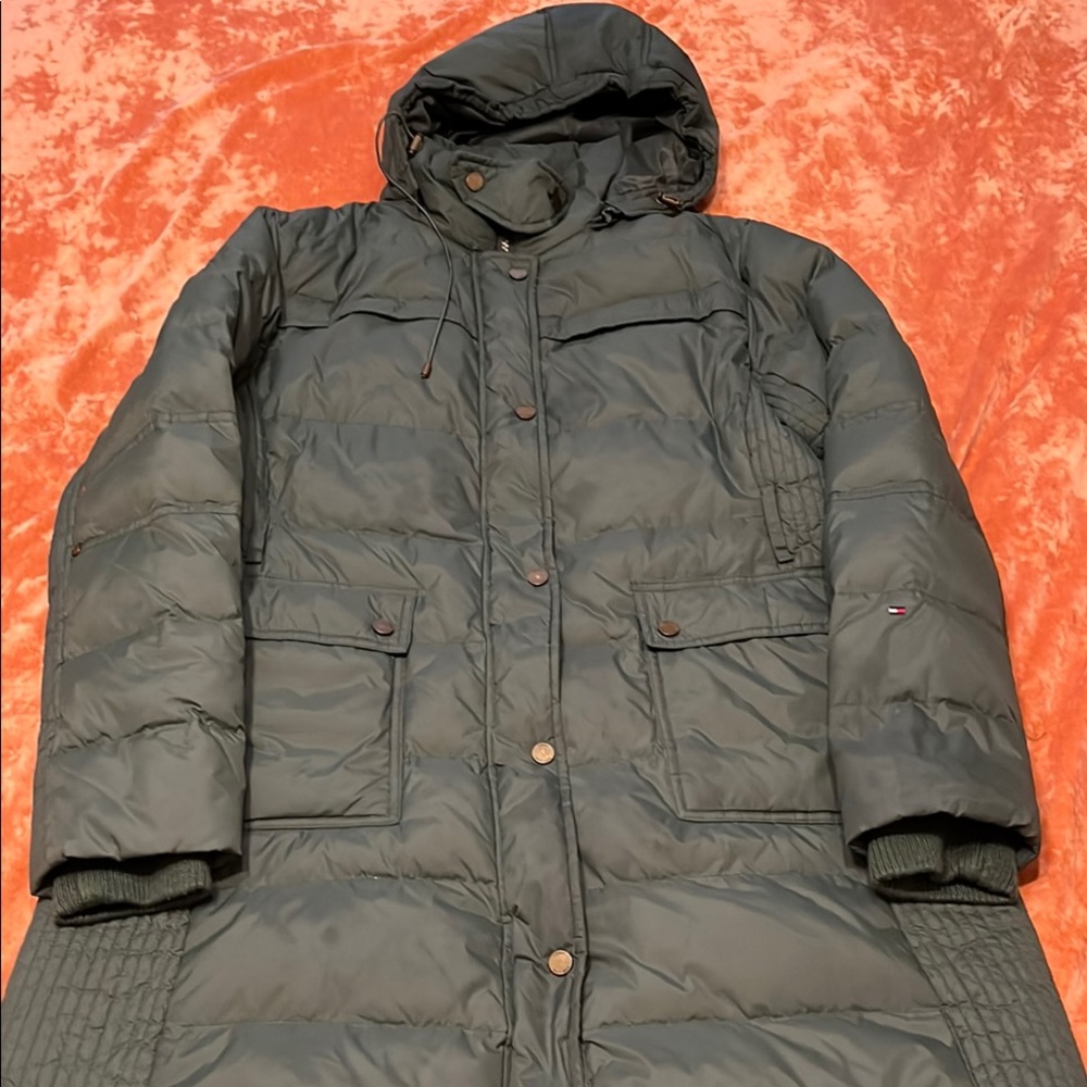 Tommy Hilfiger Green Puffer Coat with Hood